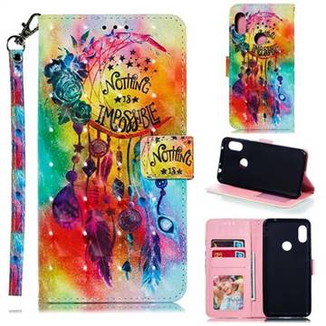 Flower Wind Chimes 3D Painted Leather Phone Wallet Case for Mi Xiaomi Redmi Note 6 Pro