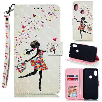 Flower Girl 3D Painted Leather Phone Wallet Case for Mi Xiaomi Redmi Note 6 Pro