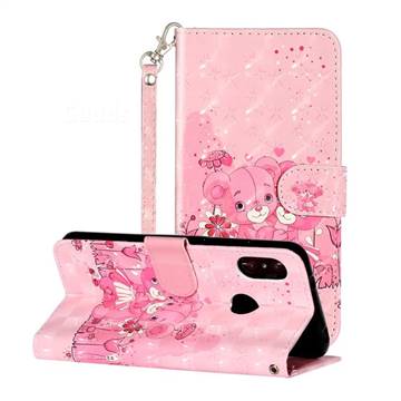 Wallet Pochette Xiaomi Redmi Note Pro Pink Bear 3D Leather Phone