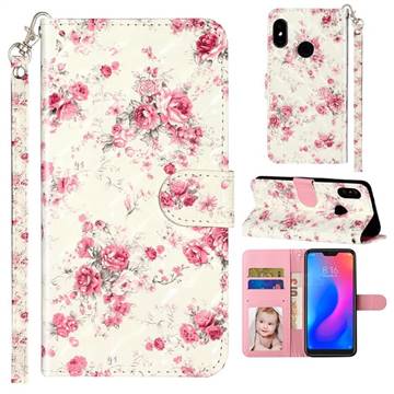 Rambler Rose Flower 3D Leather Phone Holster Wallet Case for Mi Xiaomi Redmi Note 6 Pro