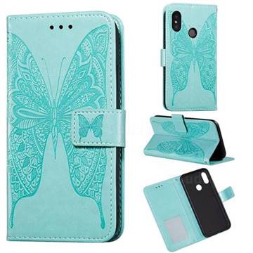 Intricate Embossing Vivid Butterfly Leather Wallet Case for Mi Xiaomi Redmi Note 6 Pro - Green