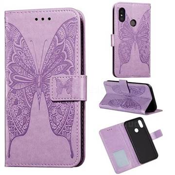 Intricate Embossing Vivid Butterfly Leather Wallet Case for Mi Xiaomi Redmi Note 6 Pro - Purple
