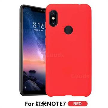 Howmak Slim Liquid Silicone Rubber Shockproof Phone Case Cover for Xiaomi Mi Redmi Note 7 / Note 7 Pro - Red
