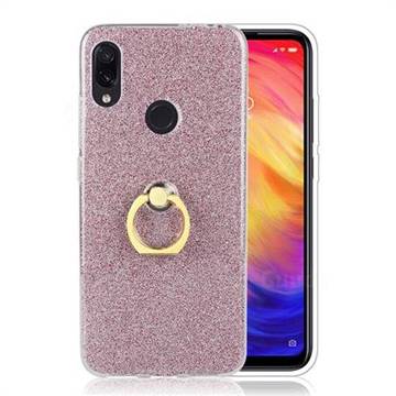 Luxury Soft TPU Glitter Back Ring Cover with 360 Rotate Finger Holder Buckle for Xiaomi Mi Redmi Note 7 / Note 7 Pro - Pink