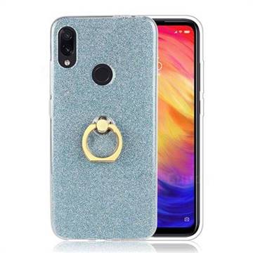 Luxury Soft TPU Glitter Back Ring Cover with 360 Rotate Finger Holder Buckle for Xiaomi Mi Redmi Note 7 / Note 7 Pro - Blue
