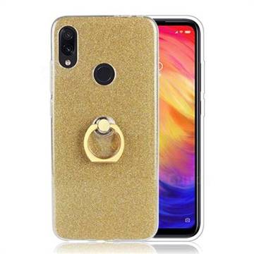 Luxury Soft TPU Glitter Back Ring Cover with 360 Rotate Finger Holder Buckle for Xiaomi Mi Redmi Note 7 / Note 7 Pro - Golden