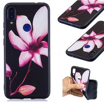 Lotus Flower 3D Embossed Relief Black Soft Back Cover for Xiaomi Mi Redmi Note 7 / Note 7 Pro