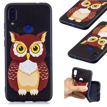 Big Owl 3D Embossed Relief Black Soft Back Cover for Xiaomi Mi Redmi Note 7 / Note 7 Pro