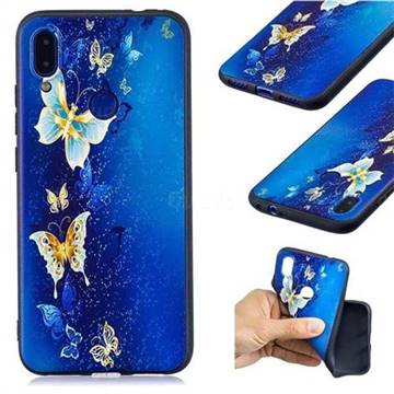 Golden Butterflies 3D Embossed Relief Black Soft Back Cover for Xiaomi Mi Redmi Note 7 / Note 7 Pro