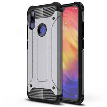 King Kong Armor Premium Shockproof Dual Layer Rugged Hard Cover for Xiaomi Mi Redmi Note 7 / Note 7 Pro - Silver Grey