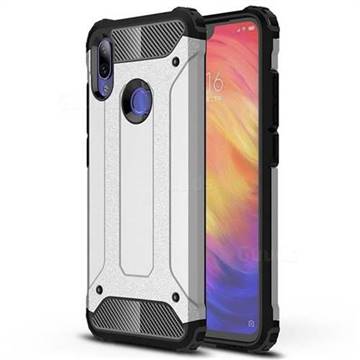 King Kong Armor Premium Shockproof Dual Layer Rugged Hard Cover for Xiaomi Mi Redmi Note 7 / Note 7 Pro - Technology Silver