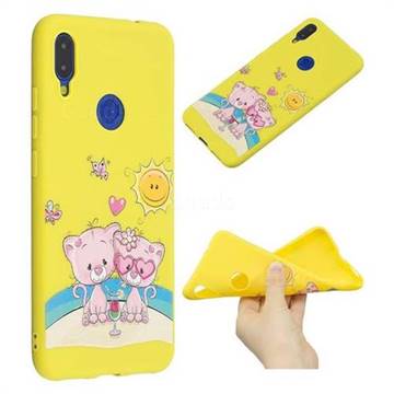 Pink Bear Couple Anti-fall Frosted Relief Soft TPU Back Cover for Xiaomi Mi Redmi Note 7 / Note 7 Pro