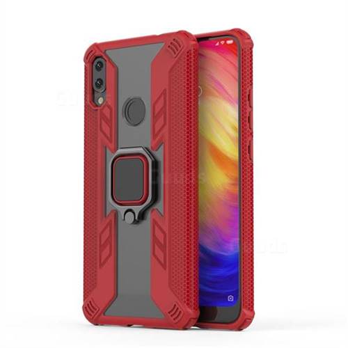 Predator Armor Metal Ring Grip Shockproof Dual Layer Rugged Hard Cover for Xiaomi Mi Redmi Note 7 / Note 7 Pro - Red