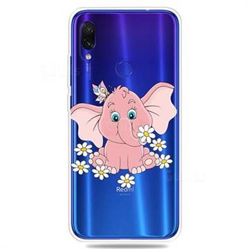 Tiny Pink Elephant Clear Varnish Soft Phone Back Cover for Xiaomi Mi Redmi Note 7 / Note 7 Pro