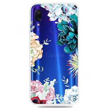 Gem Flower Clear Varnish Soft Phone Back Cover for Xiaomi Mi Redmi Note 7 / Note 7 Pro