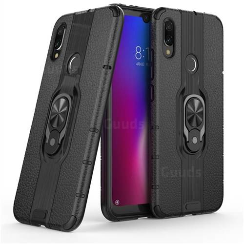 Alita Battle Angel Armor Metal Ring Grip Shockproof Dual Layer Rugged Hard Cover for Xiaomi Mi Redmi Note 7 / Note 7 Pro - Black