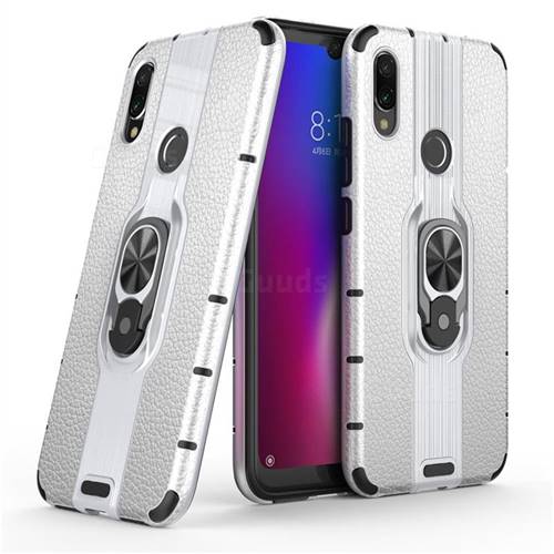 Alita Battle Angel Armor Metal Ring Grip Shockproof Dual Layer Rugged Hard Cover for Xiaomi Mi Redmi Note 7 / Note 7 Pro - Silver
