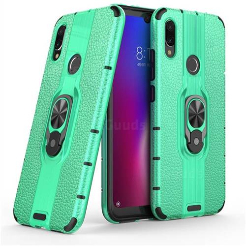 Alita Battle Angel Armor Metal Ring Grip Shockproof Dual Layer Rugged Hard Cover for Xiaomi Mi Redmi Note 7 / Note 7 Pro - Green