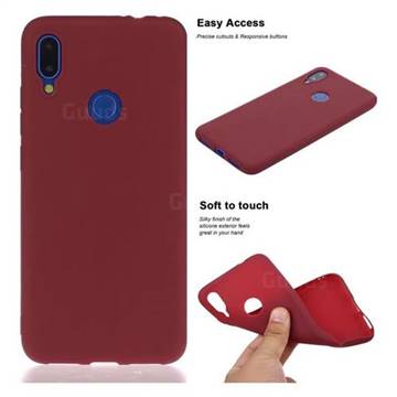 Soft Matte Silicone Phone Cover for Xiaomi Mi Redmi Note 7 / Note 7 Pro - Wine Red