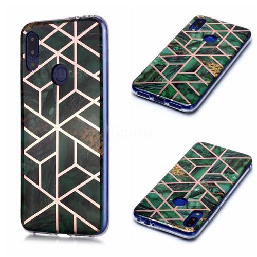 Green Rhombus Galvanized Rose Gold Marble Phone Back Cover for Xiaomi Mi Redmi Note 7 / Note 7 Pro