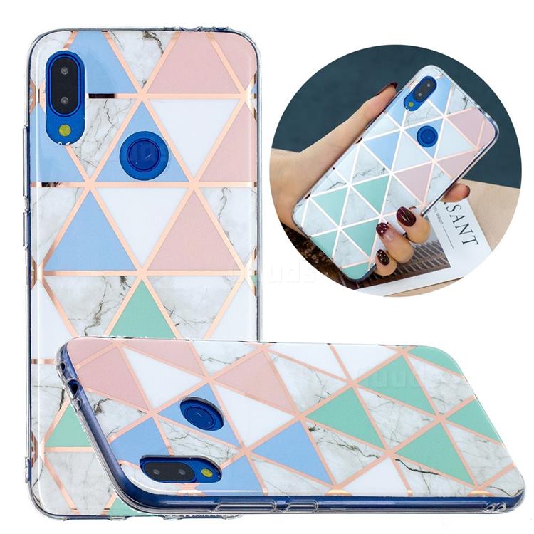 Fresh Triangle Painted Marble Electroplating Protective Case for Xiaomi Mi Redmi Note 7 / Note 7 Pro