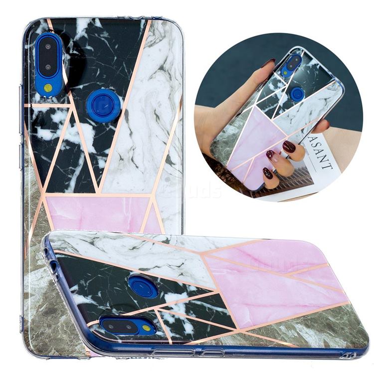 Pink and Black Painted Marble Electroplating Protective Case for Xiaomi Mi Redmi Note 7 / Note 7 Pro