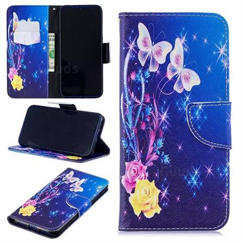 Yellow Flower Butterfly Leather Wallet Case for Xiaomi Mi Redmi Note 7 / Note 7 Pro
