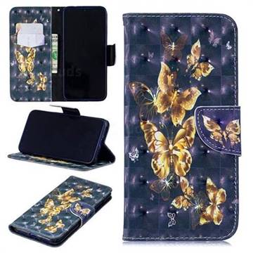 Silver Golden Butterfly 3D Painted Leather Wallet Phone Case for Xiaomi Mi Redmi Note 7 / Note 7 Pro