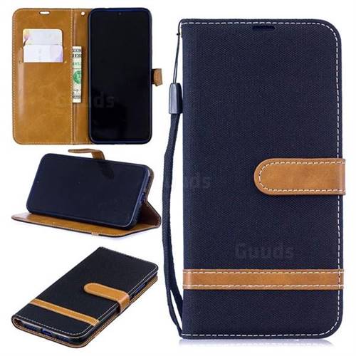 Jeans Cowboy Denim Leather Wallet Case for Xiaomi Mi Redmi Note 7 / Note 7 Pro - Black