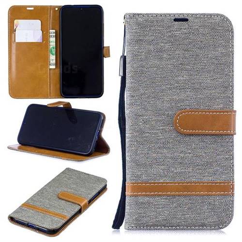 Jeans Cowboy Denim Leather Wallet Case for Xiaomi Mi Redmi Note 7 / Note 7 Pro - Gray