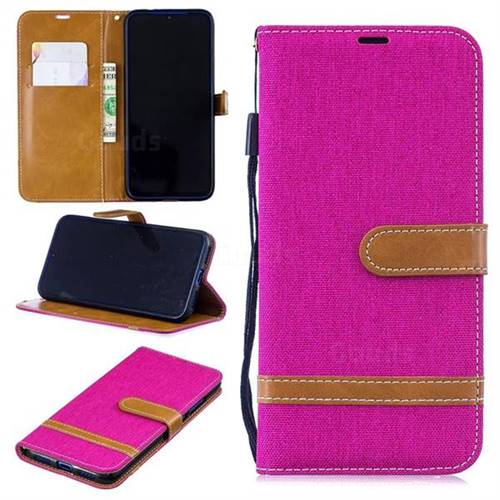 Jeans Cowboy Denim Leather Wallet Case for Xiaomi Mi Redmi Note 7 / Note 7 Pro - Rose