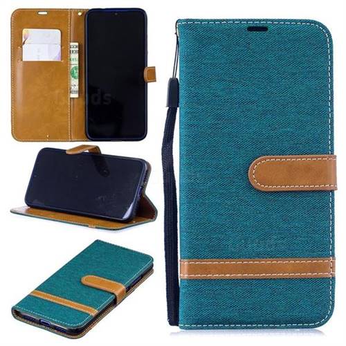 Jeans Cowboy Denim Leather Wallet Case for Xiaomi Mi Redmi Note 7 / Note 7 Pro - Green