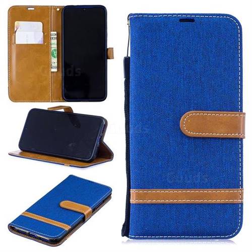 Jeans Cowboy Denim Leather Wallet Case for Xiaomi Mi Redmi Note 7 / Note 7 Pro - Sapphire