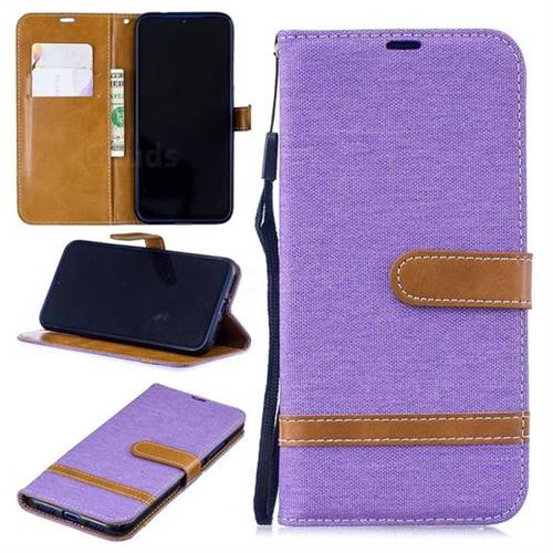 Jeans Cowboy Denim Leather Wallet Case for Xiaomi Mi Redmi Note 7 / Note 7 Pro - Purple