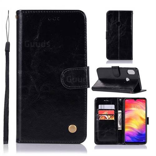 Luxury Retro Leather Wallet Case for Xiaomi Mi Redmi Note 7 / Note 7 Pro - Black