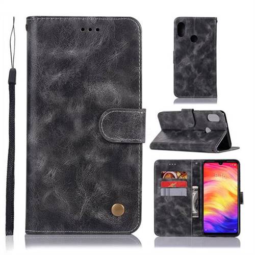 Luxury Retro Leather Wallet Case for Xiaomi Mi Redmi Note 7 / Note 7 Pro - Gray
