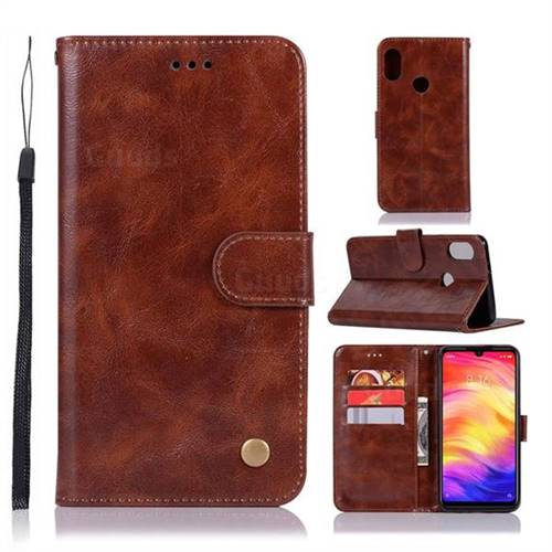 Luxury Retro Leather Wallet Case for Xiaomi Mi Redmi Note 7 / Note 7 Pro - Brown