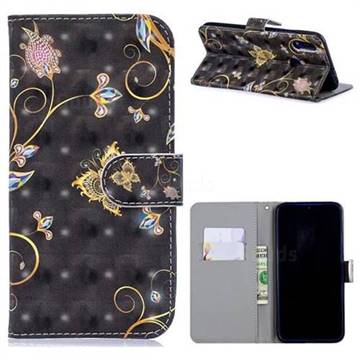 Black Butterfly 3D Painted Leather Phone Wallet Case for Xiaomi Mi Redmi Note 7 / Note 7 Pro