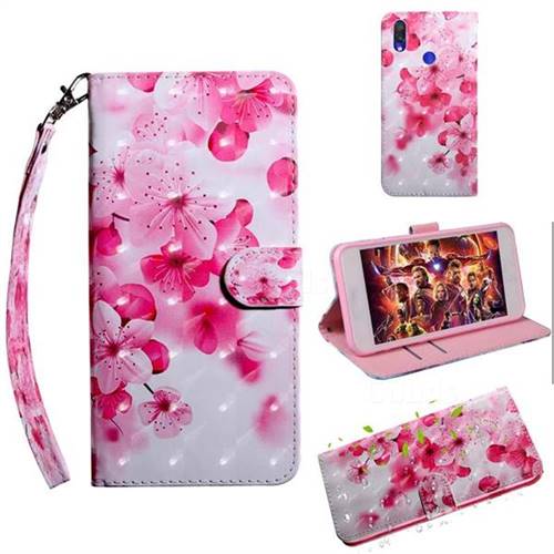 Peach Blossom 3D Painted Leather Wallet Case for Xiaomi Mi Redmi Note 7 / Note 7 Pro