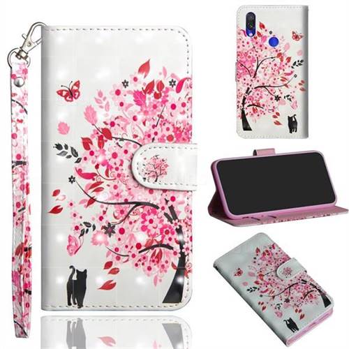 Tree and Cat 3D Painted Leather Wallet Case for Xiaomi Mi Redmi Note 7 / Note 7 Pro