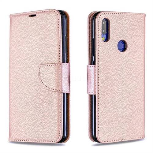 Classic Luxury Litchi Leather Phone Wallet Case for Xiaomi Mi Redmi Note 7 / Note 7 Pro - Golden