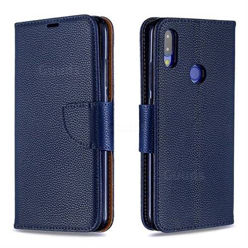 Classic Luxury Litchi Leather Phone Wallet Case for Xiaomi Mi Redmi Note 7 / Note 7 Pro - Blue