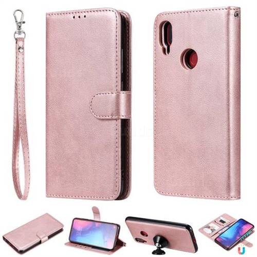 Retro Greek Detachable Magnetic PU Leather Wallet Phone Case for Xiaomi Mi Redmi Note 7 / Note 7 Pro - Rose Gold