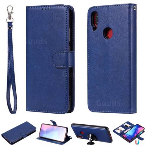 Retro Greek Detachable Magnetic PU Leather Wallet Phone Case for Xiaomi Mi Redmi Note 7 / Note 7 Pro - Blue