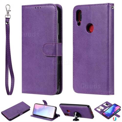 Retro Greek Detachable Magnetic PU Leather Wallet Phone Case for Xiaomi Mi Redmi Note 7 / Note 7 Pro - Purple