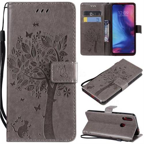 Embossing Butterfly Tree Leather Wallet Case for Xiaomi Mi Redmi Note 7 / Note 7 Pro - Grey