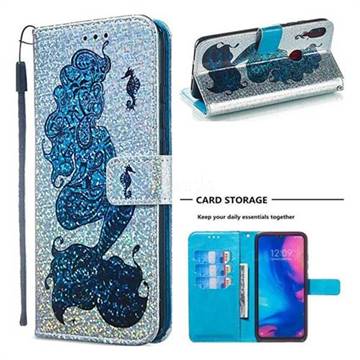 Mermaid Seahorse Sequins Painted Leather Wallet Case for Xiaomi Mi Redmi Note 7 / Note 7 Pro
