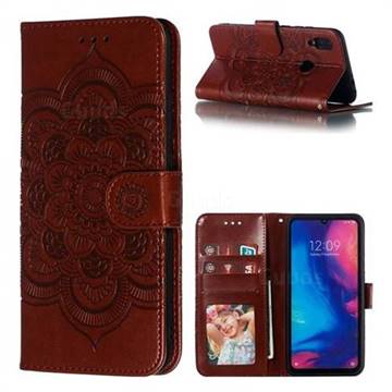Intricate Embossing Datura Solar Leather Wallet Case for Xiaomi Mi Redmi Note 7 / Note 7 Pro - Brown
