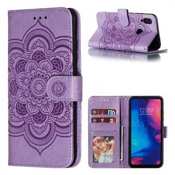Intricate Embossing Datura Solar Leather Wallet Case for Xiaomi Mi Redmi Note 7 / Note 7 Pro - Purple