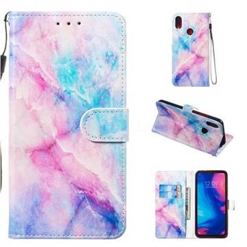 Blue Pink Marble Smooth Leather Phone Wallet Case for Xiaomi Mi Redmi Note 7 / Note 7 Pro